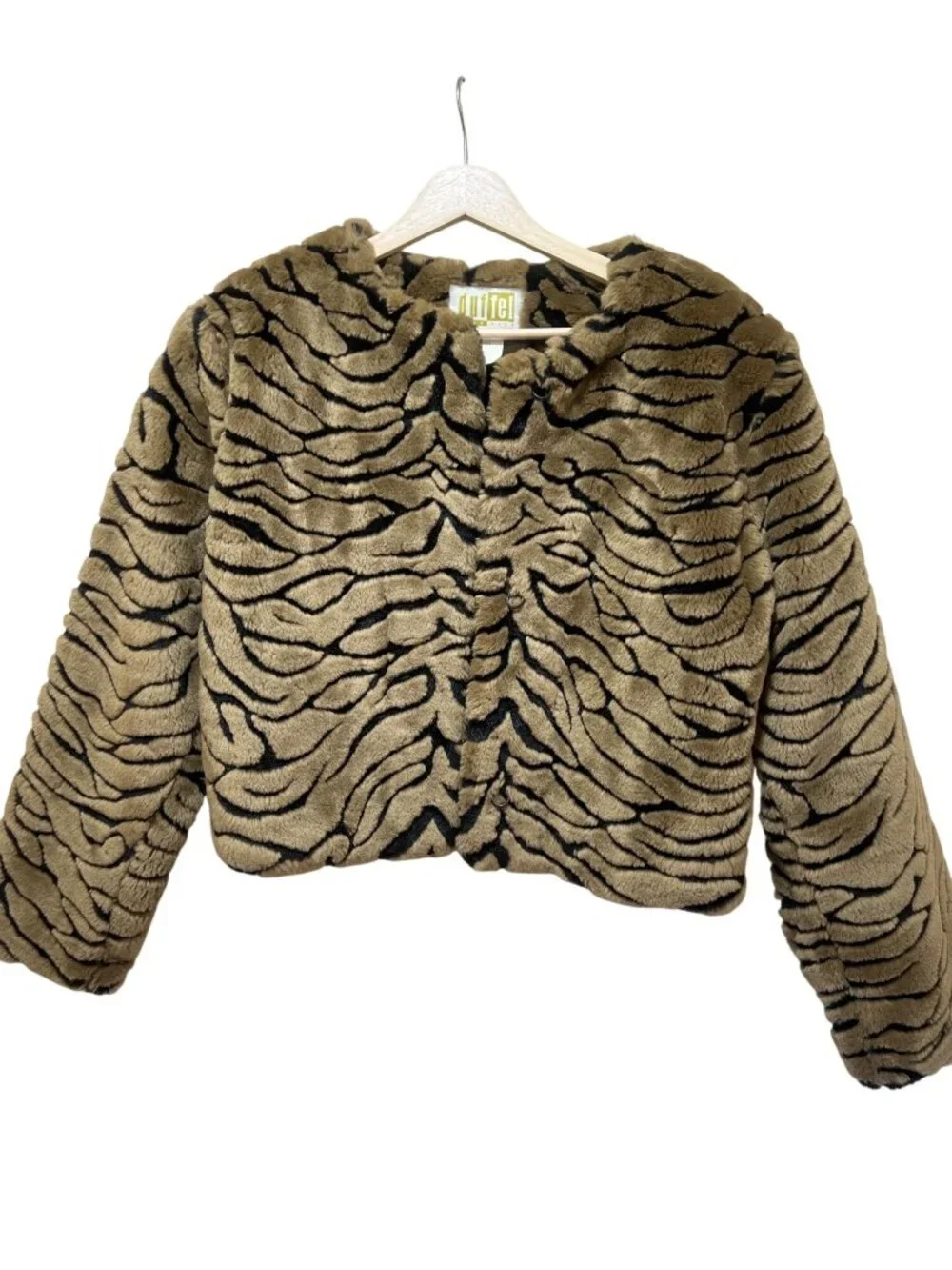 Duffel Vintage 90s Faux Fur Tiger Print Cropped Jacket Small